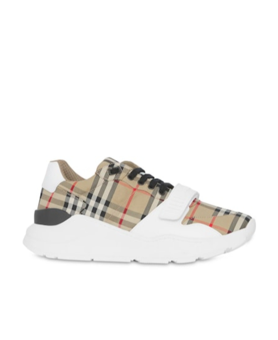 Burberry Vintage Check-pattern Touch-strap Sneakers In Brown