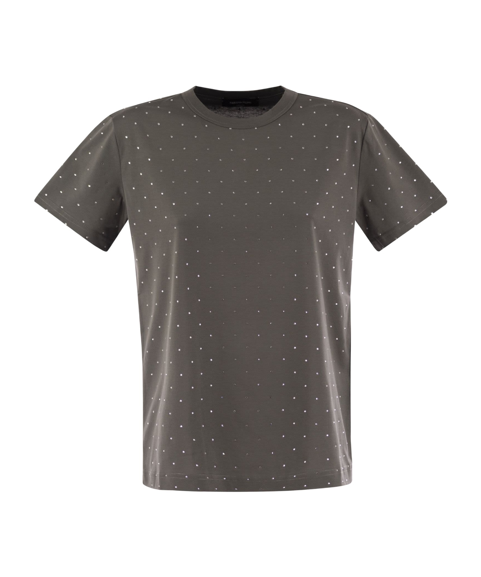 Fabiana Filippi Jersey T-shirt With All Over Embroidery In Black