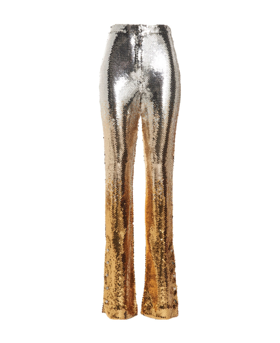 Rabanne High-waist Sequinned Mesh Straight-leg Trousers In Brown