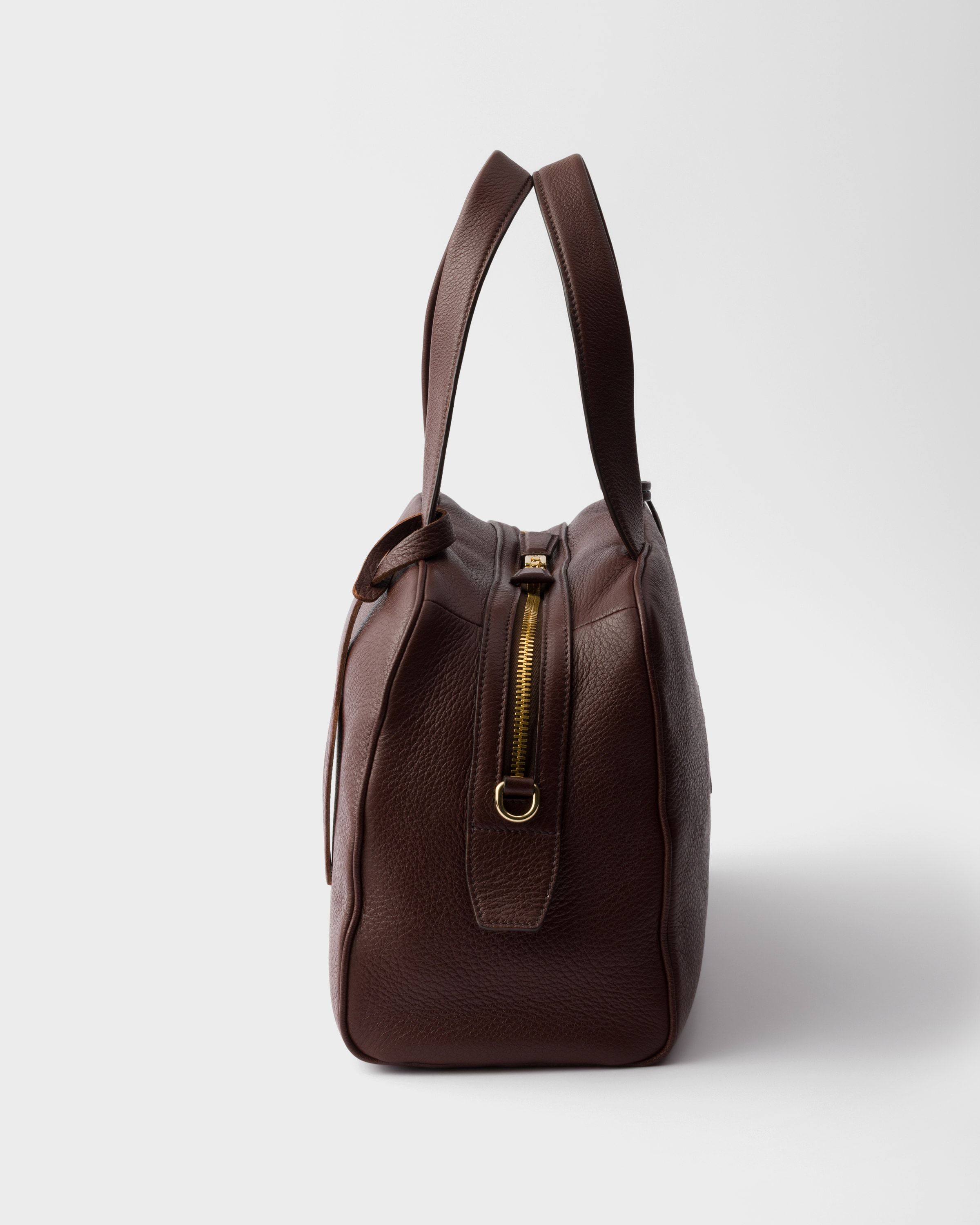 Prada Logo-printed Zipped Tote Bag In Brown