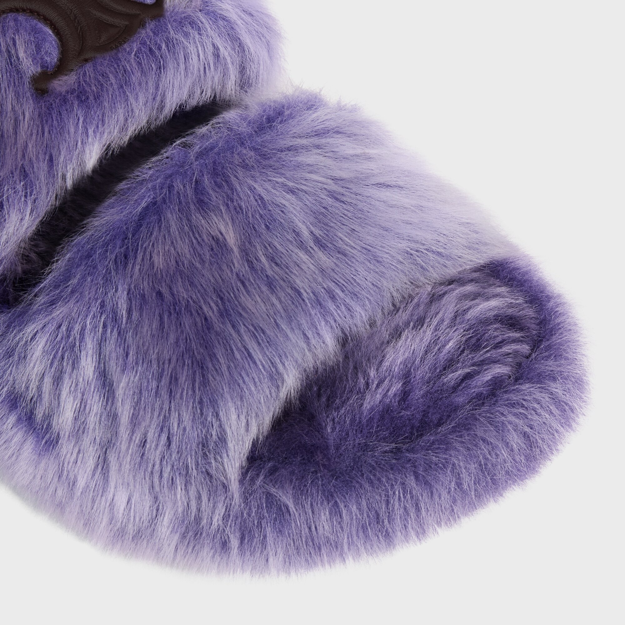 Celine Slides Triomphe In Shearling In Purple