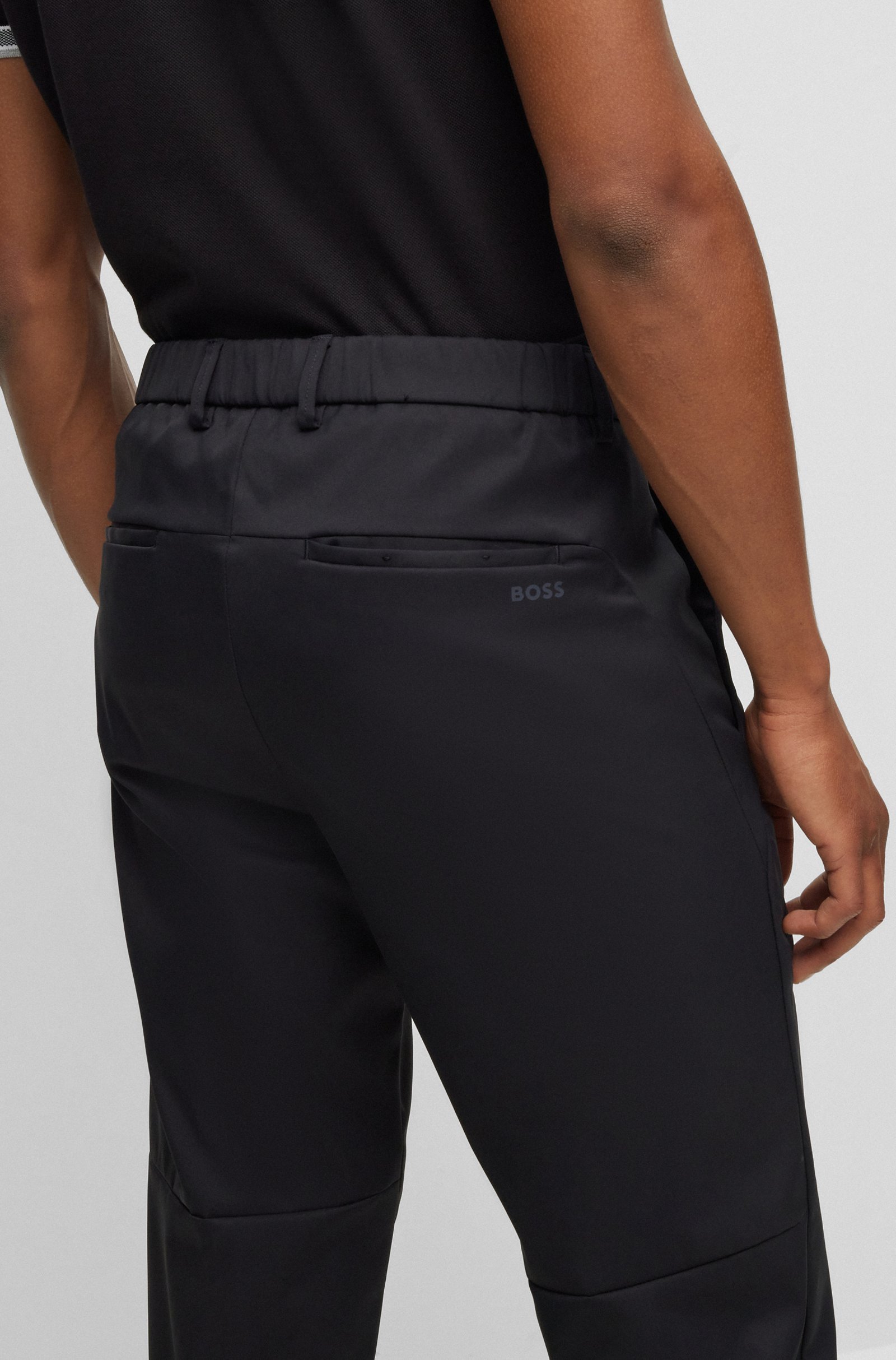 Hugo Boss Tapered-leg Chino Trousers In Black