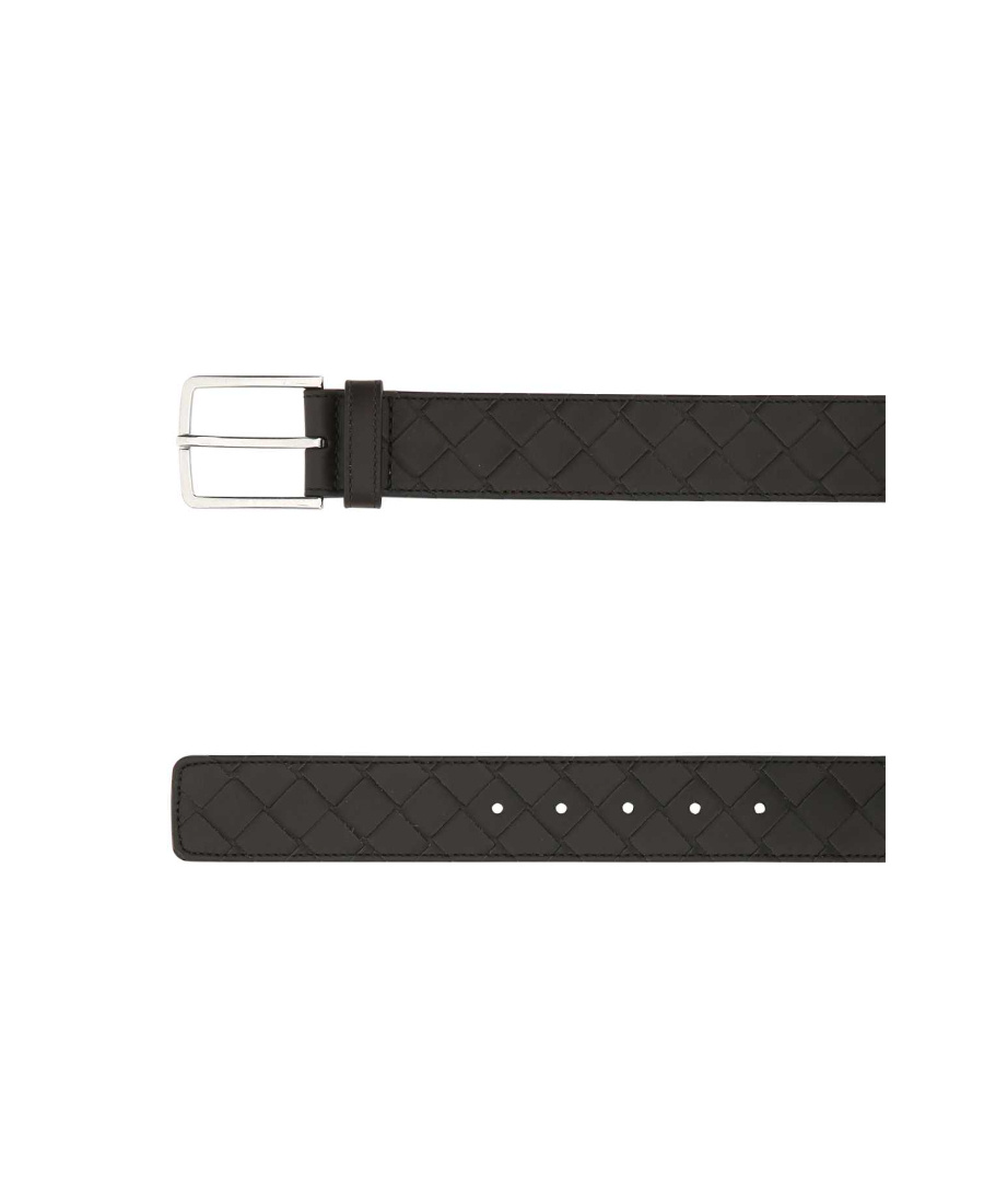 Bottega Veneta Adjustable Length Leather Belt In Black