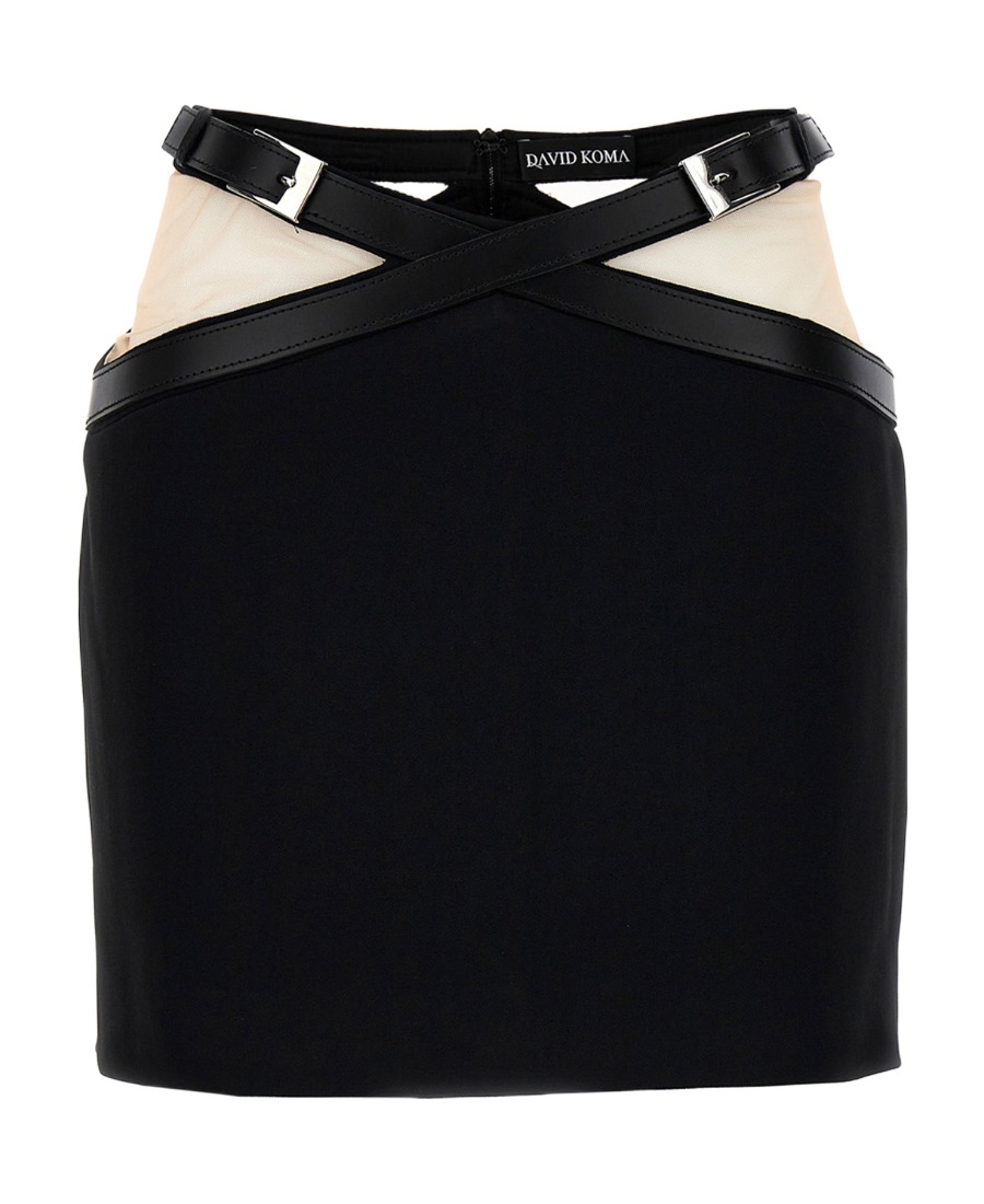 David Koma Cross Waist Band Net Insert Skirts Black In Black