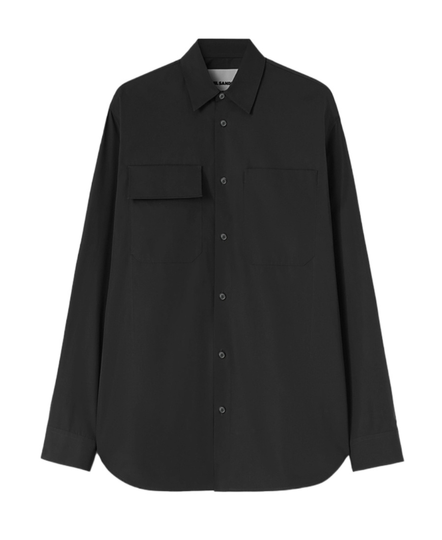 Jil Sander Chest-pockets Wool Shirt In Black