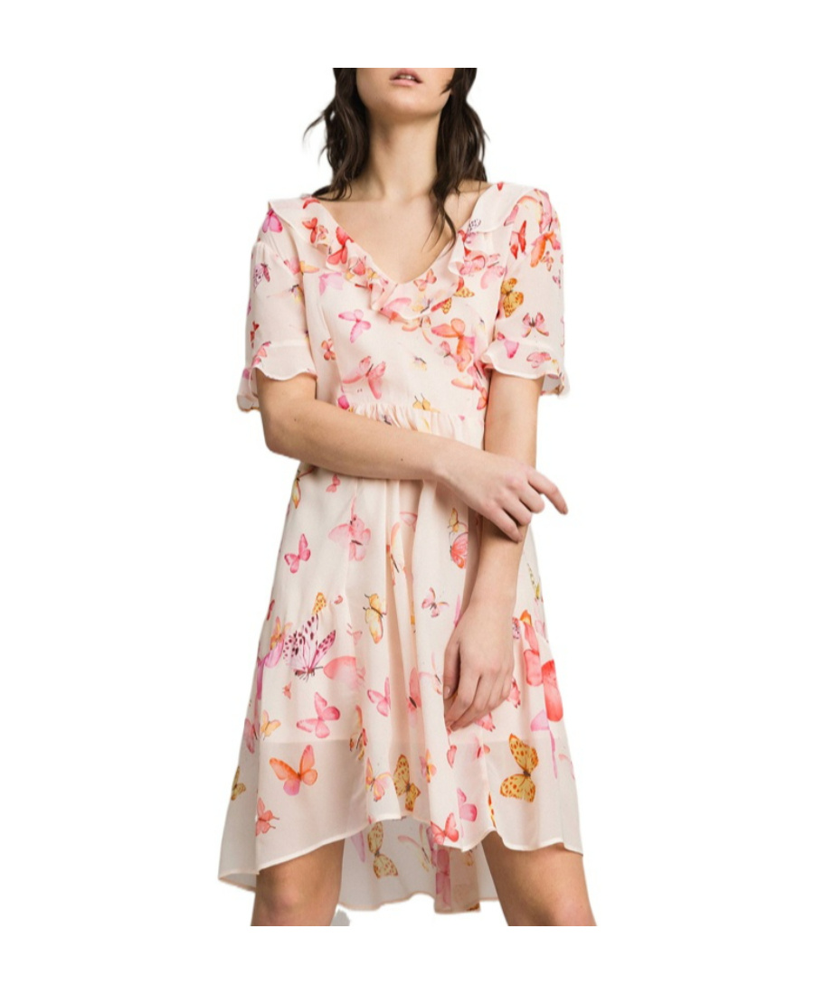 Twinset Butterfly Printed Dress In Pink