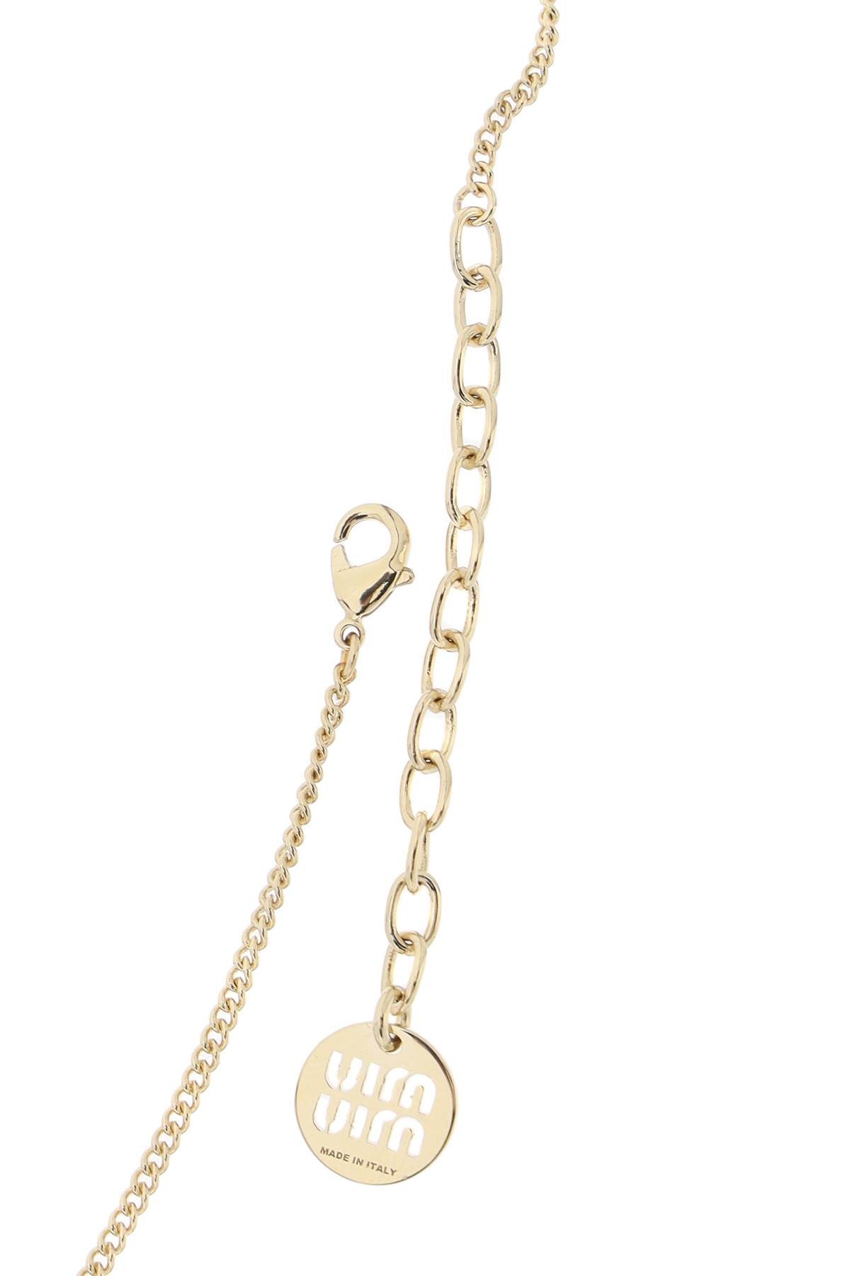 Miu Miu Adjustable Chain Necklace With Pendant Detail In Gold