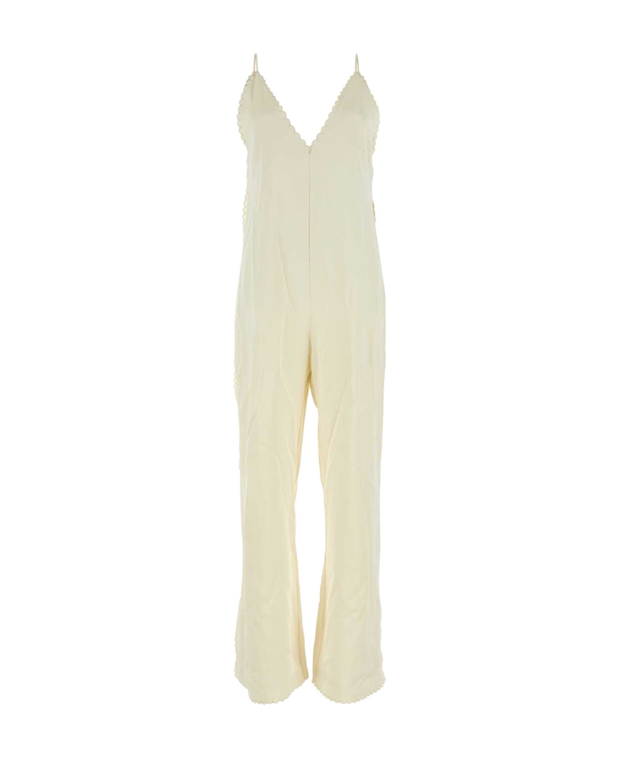 Jil Sander Ivory Satin Jumpsuit In Nude