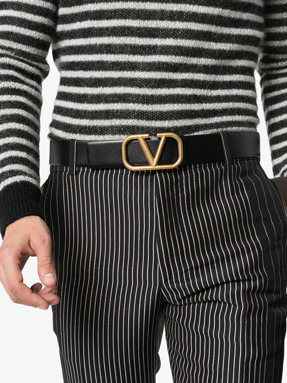 Shop Valentino Black Vlogo Belt