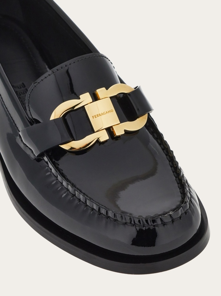 Shop Ferragamo Salvatore Gancini Ornament Moccasins In Black