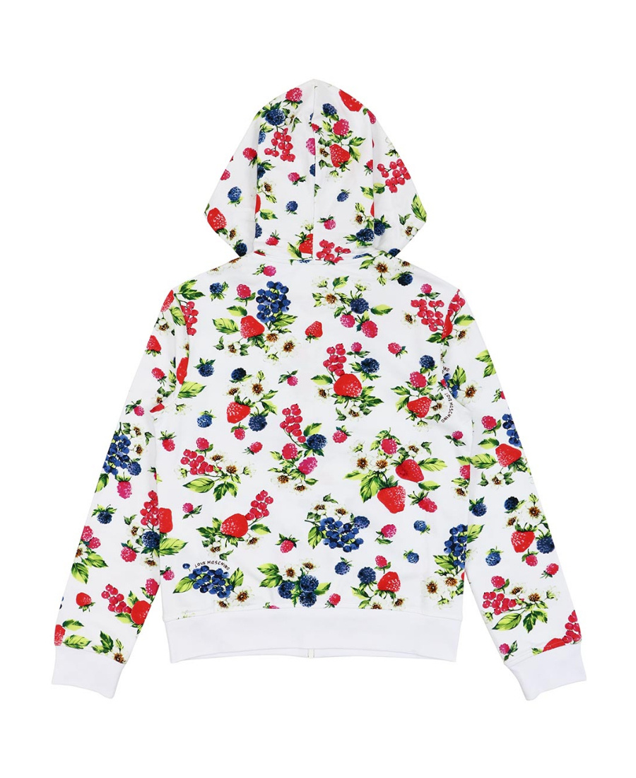 Moschino Printed Hooded Casual Jacket In White