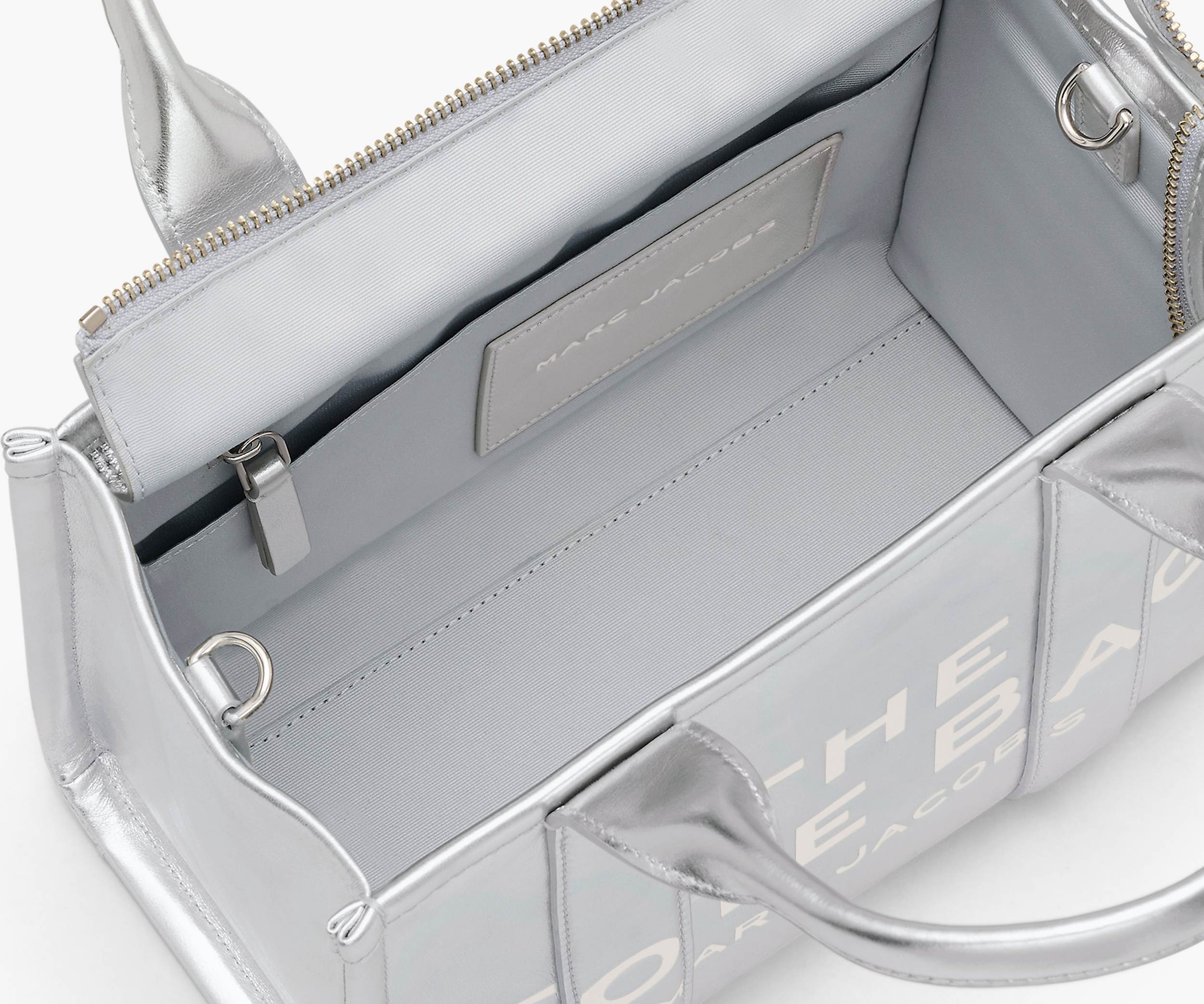 Marc Jacobs The Metallic Leather Tote Bag In White
