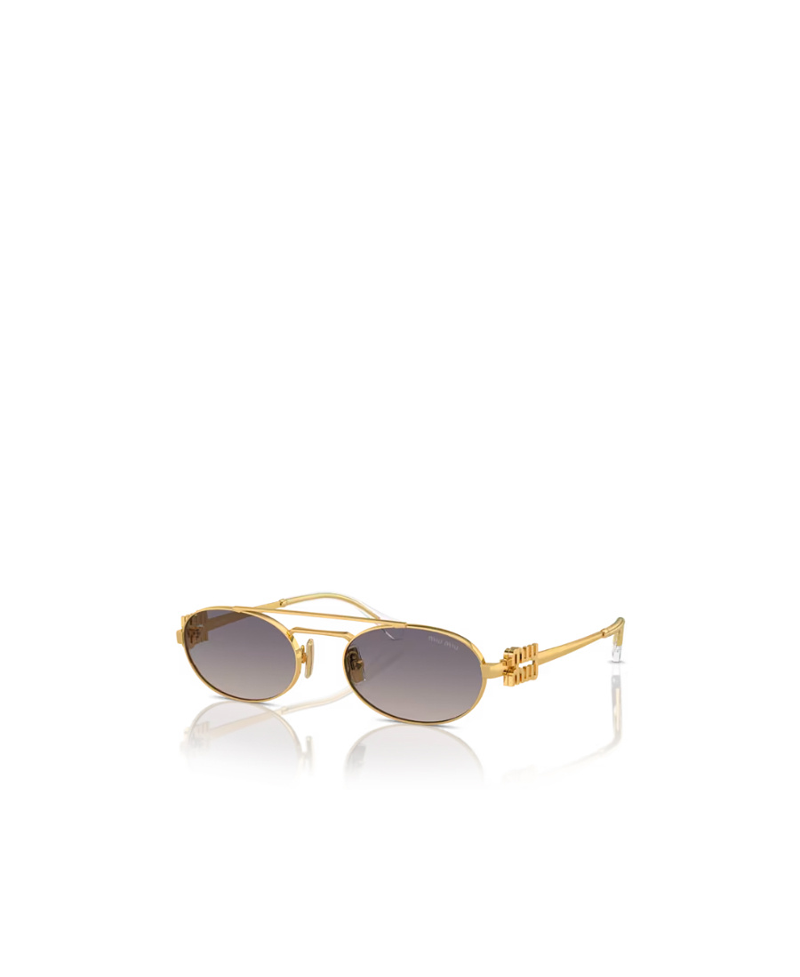 Miu Miu Gradient Metal Oval Sunglasses In Gray