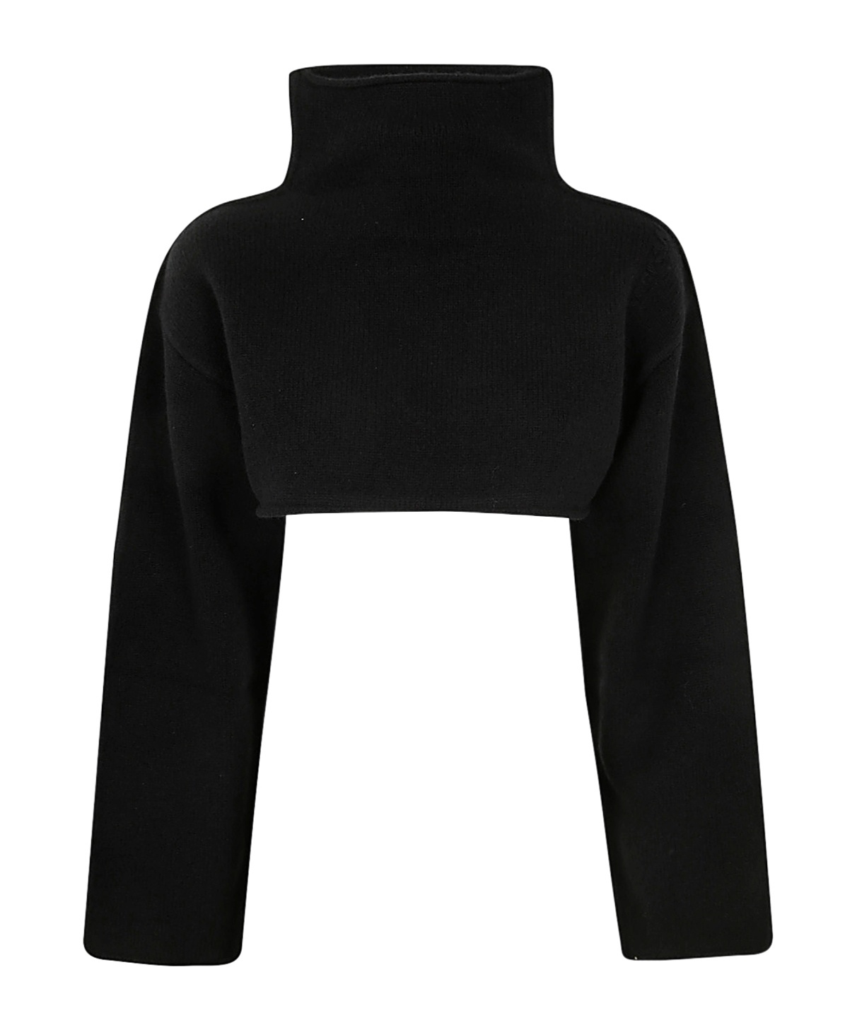 Marni Cropped Wool Turtleneck Sweater In Black