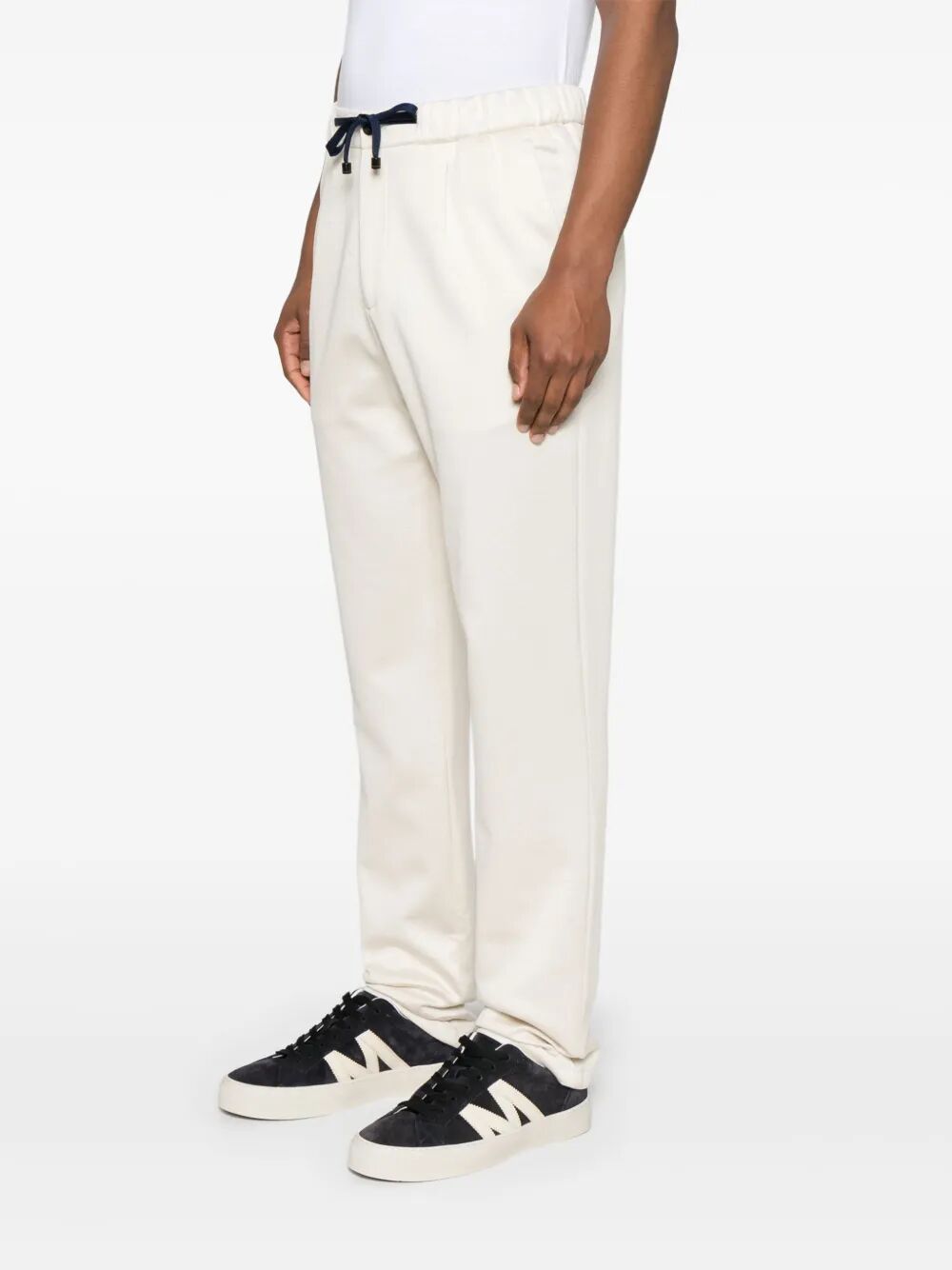 Drumohr Straight-leg Trousers With Drawstring Waist And Front Darts In Light Beige