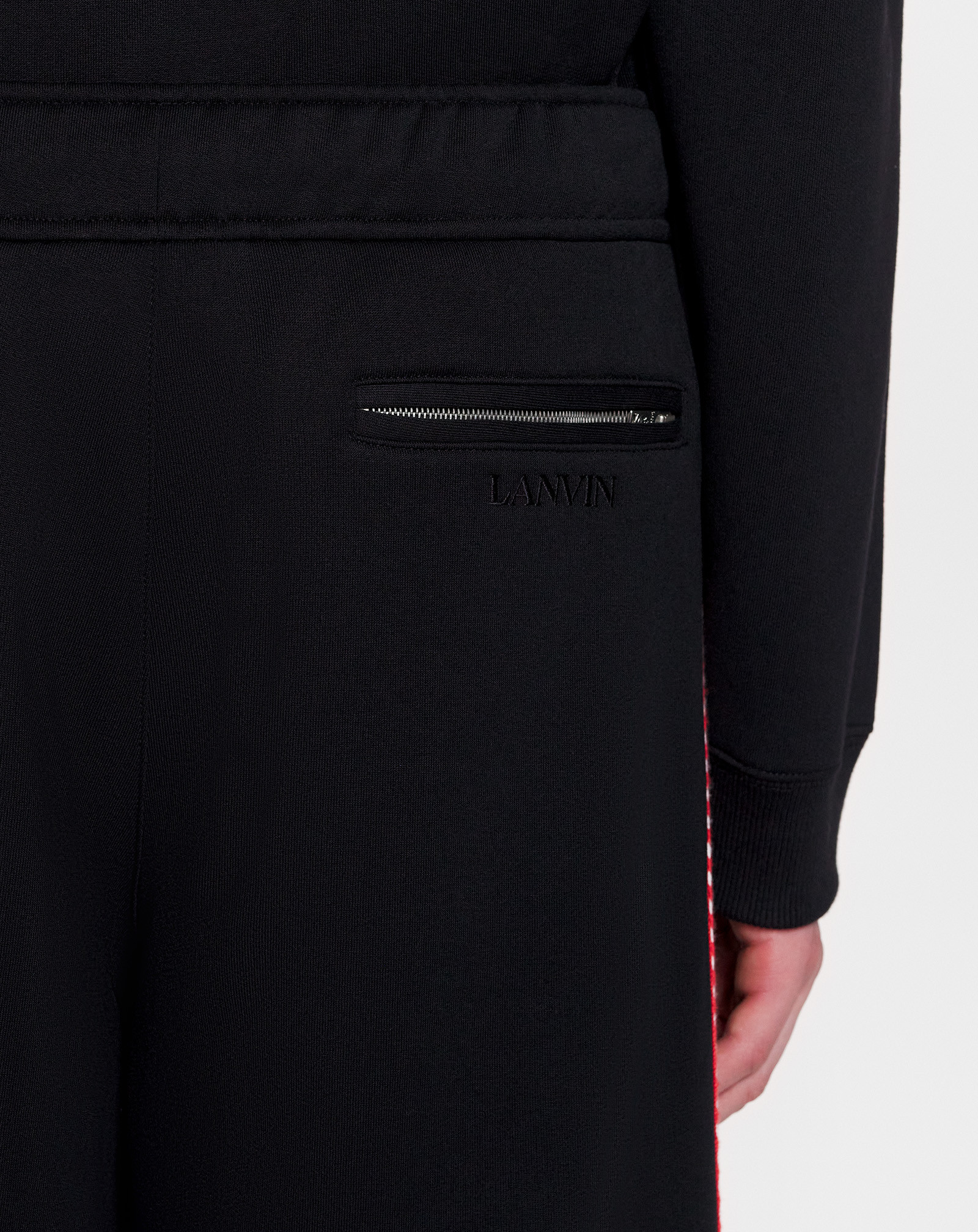 Lanvin Side Curb Cotton Track Pants In Black