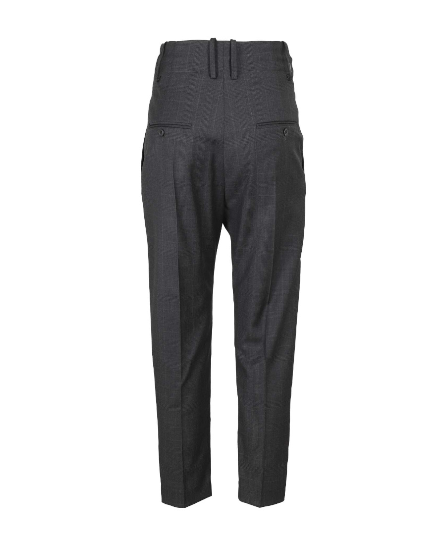 Isabel Marant Étoile Plaid Wool Casual Trousers In Black