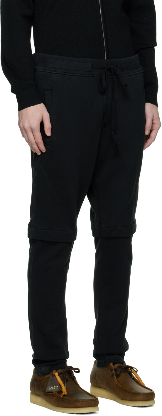 Greg Lauren Drawstring Cotton Sweatpants In Black