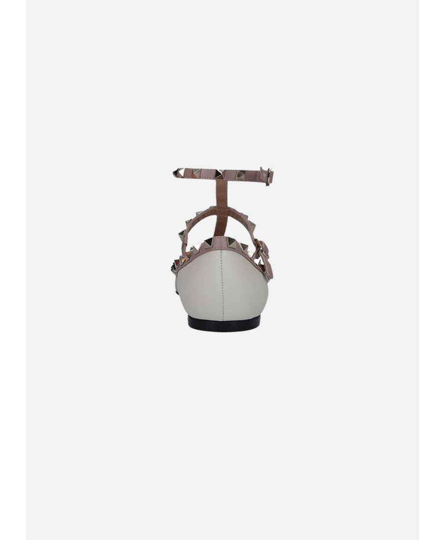 Valentino Rockstud Ballerinas In White