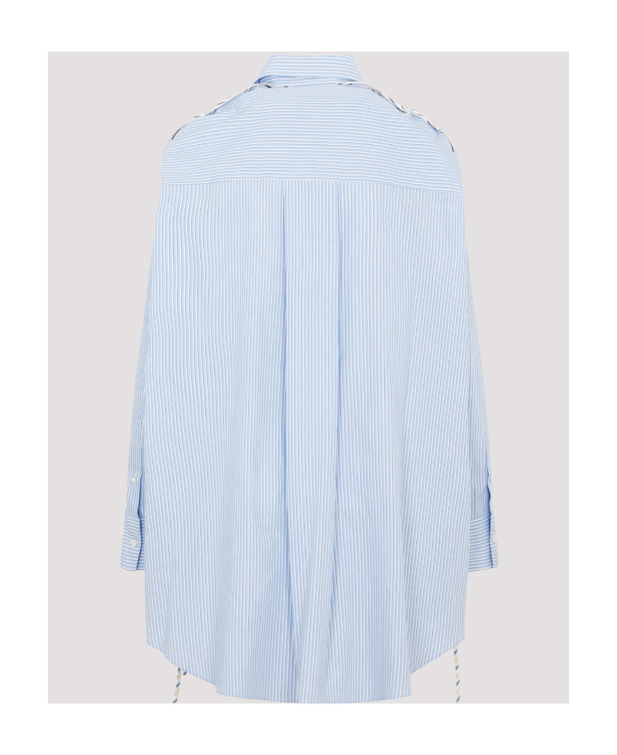 Msgm Ruffle-stripe-detail Buttoned Mini Dress In Blue