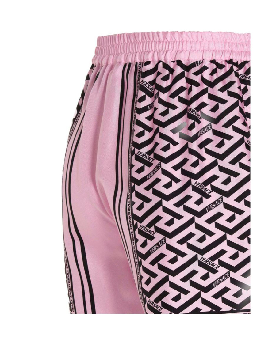 Versace La Greca Print Shorts In Pink
