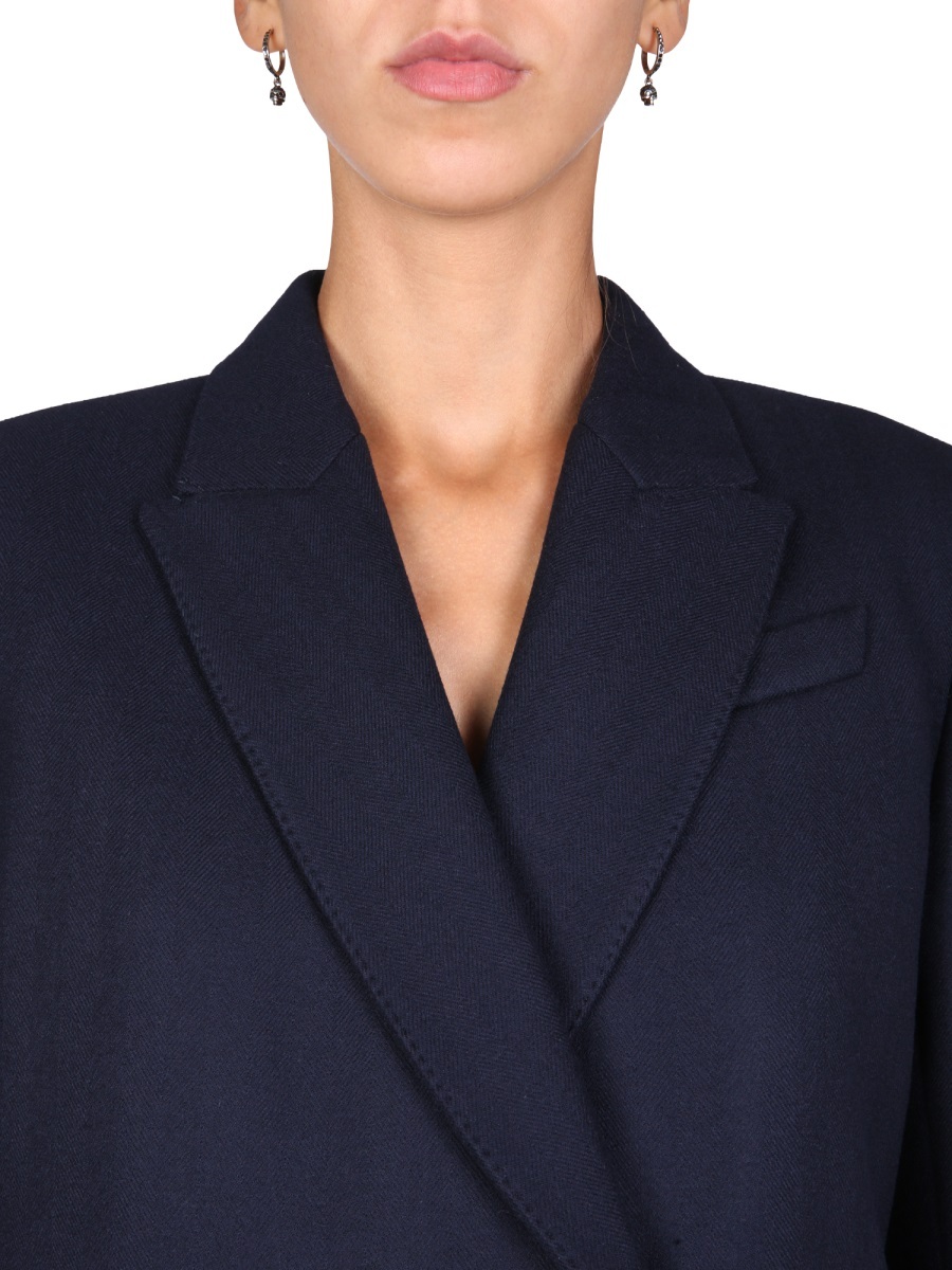 Alexander Mcqueen Double-breasted Wool-blend Blazer In Black