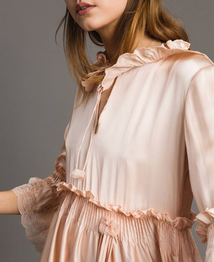 Twinset A Dress With Lace Details In Nude