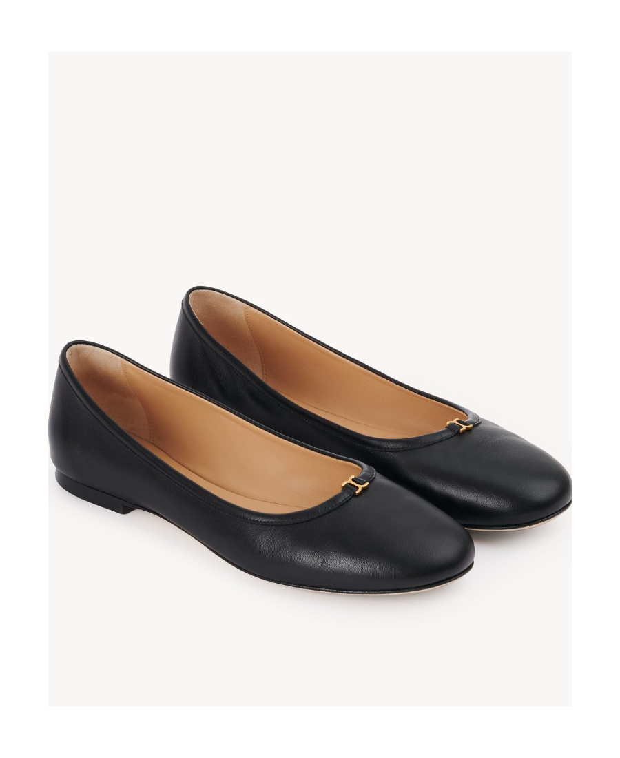 Shop Chloé Marcie Round-toe Ballet Flats In Black