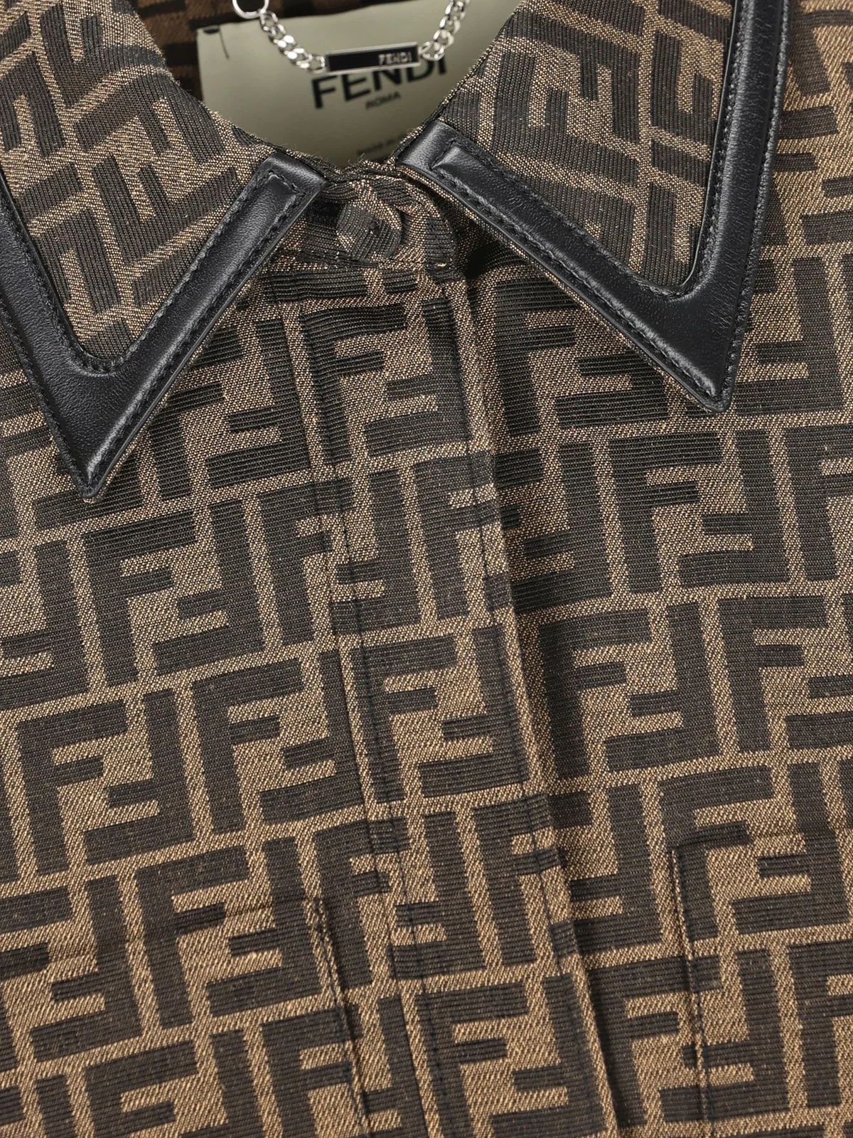Fendi Embroidered Canvas Shirt In Green