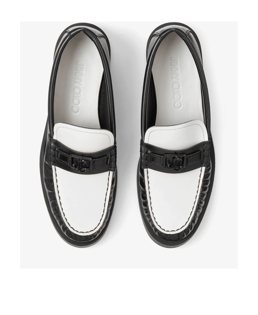 Jimmy Choo Mocassini Addie In Pelle Bicolor Donna In Black