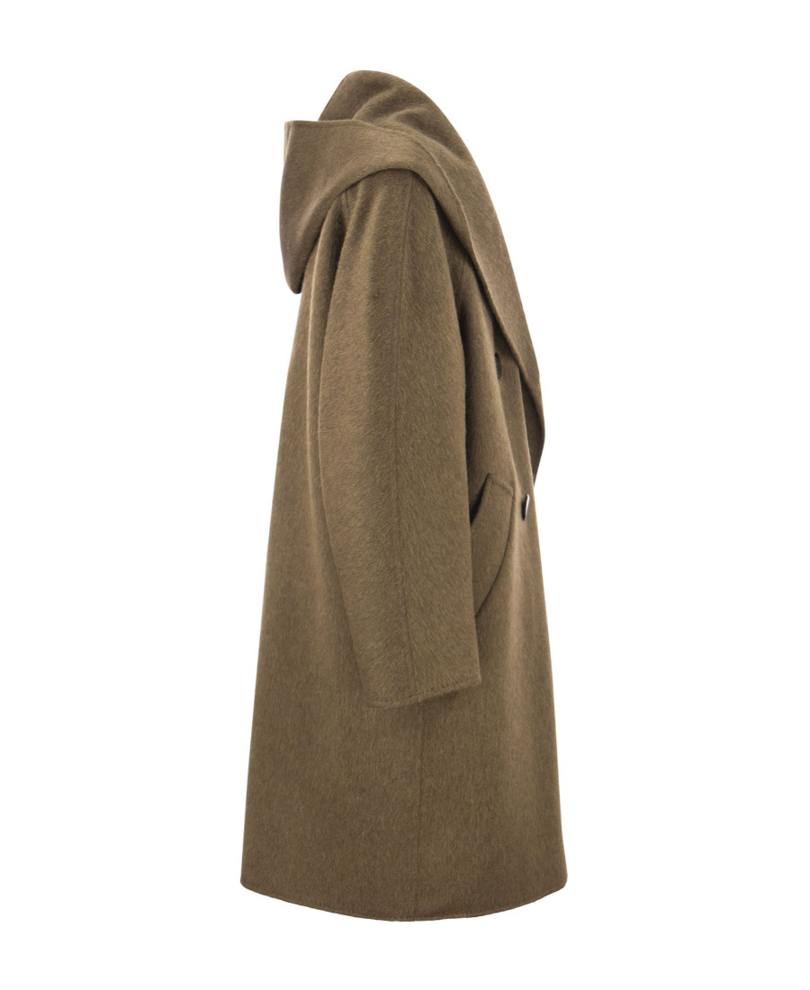 Max Mara Hooded Overcoat In Brown