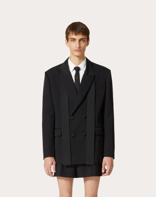 Valentino Elegant Black Wool Double-breasted Jacket In Black
