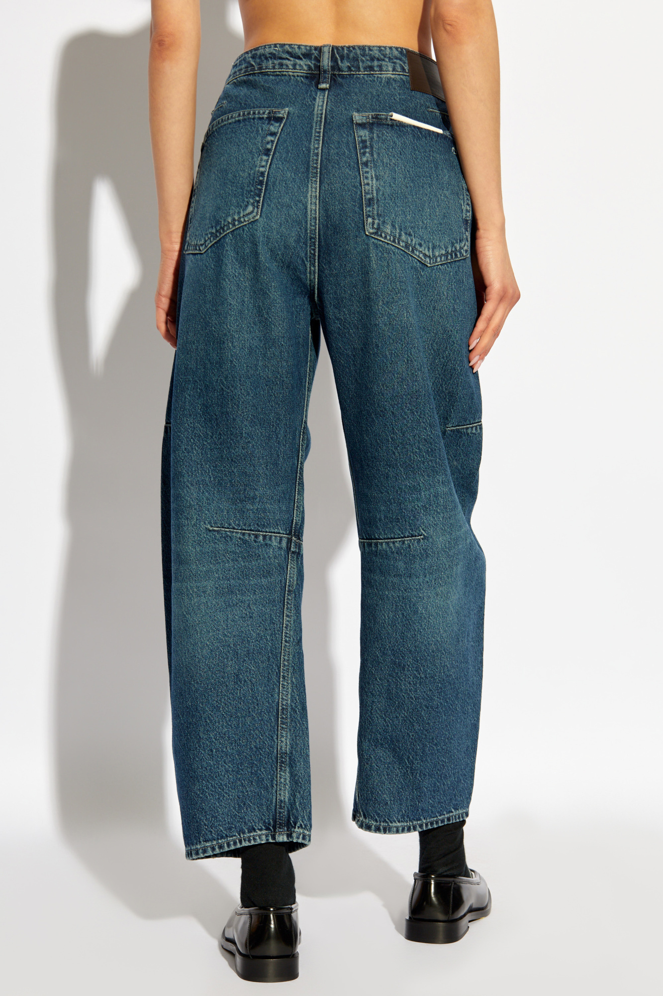 Shop Rag & Bone High-rise Cropped Cotton Jeans In Blue