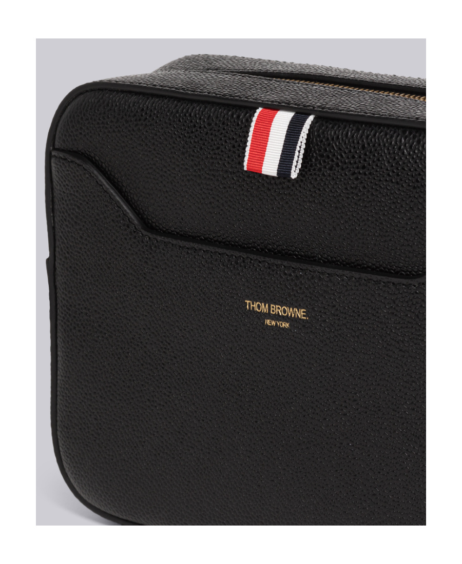Thom Browne 4 Bar-patch Leather Camera Bag In Black