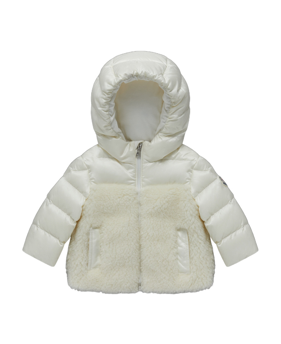 Moncler Fleece-panelling Padded Jacket In White