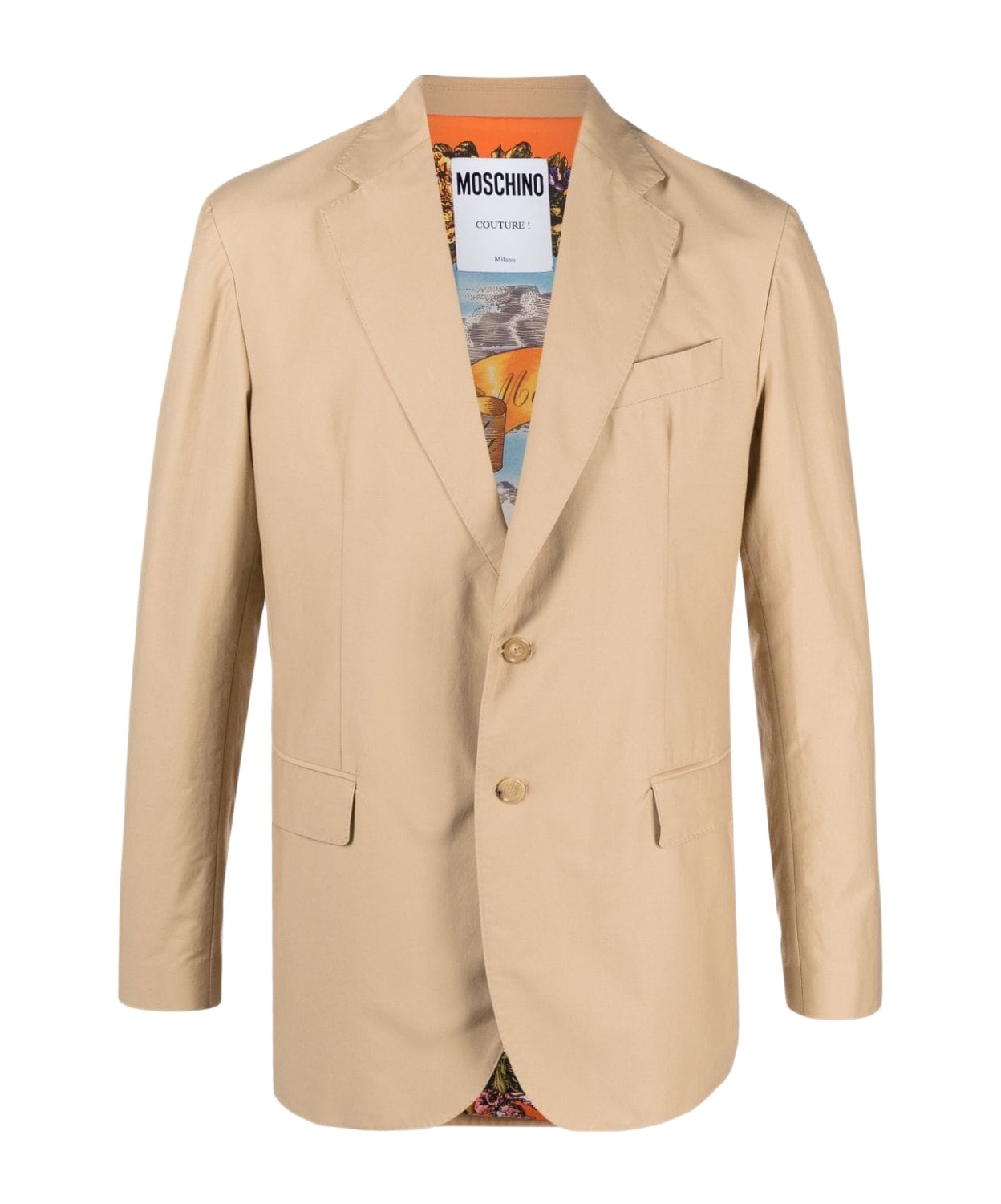 Moschino Single-breasted Cotton-blend Blazer In Nude