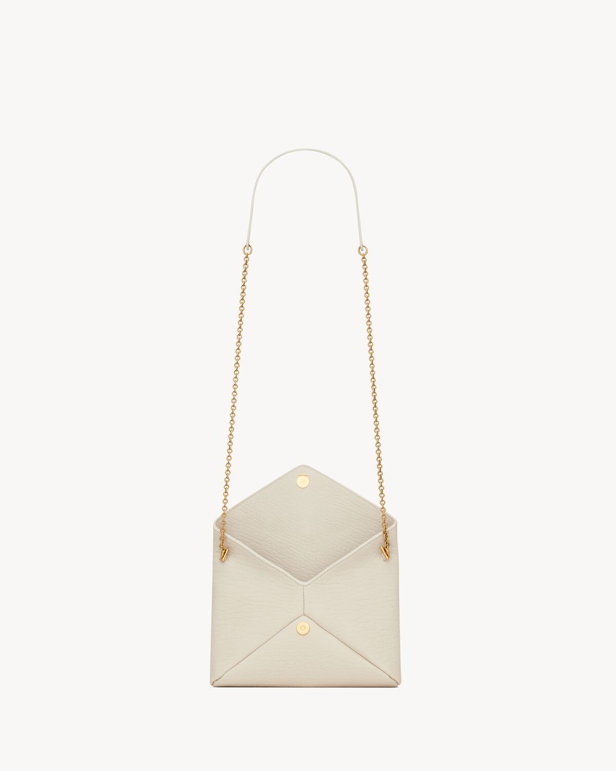 Saint Laurent Cassandre Chain Clutch In Lambskin In Blanc Vintage