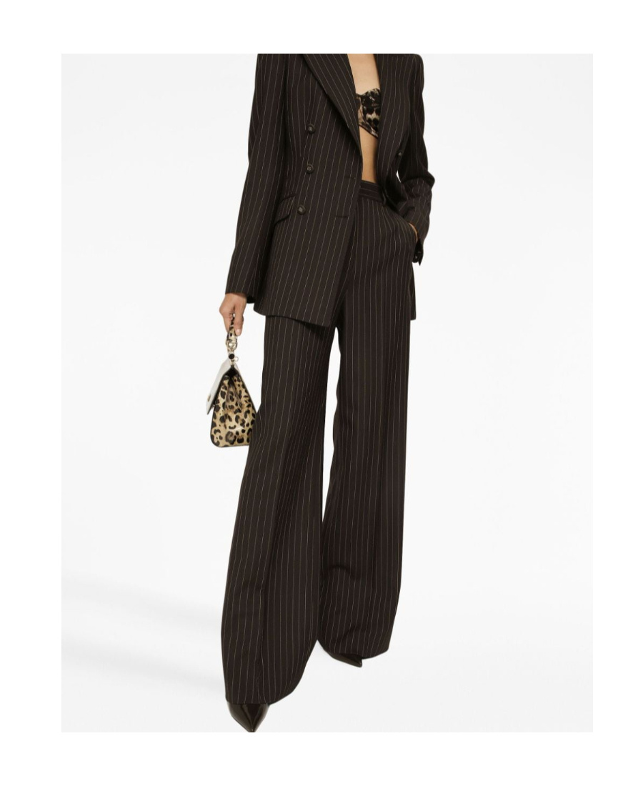 Dolce & Gabbana High-waisted Pinstripe Palazzo Pants In Black