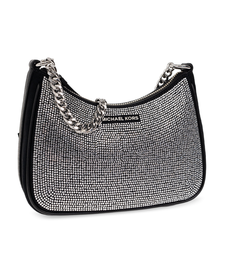 Michael Kors Rhinestone-embellished Leather Bag In Black