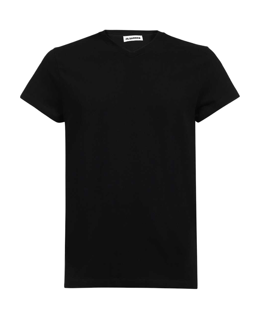 Jil Sander V-neck Cotton T-shirt In Black