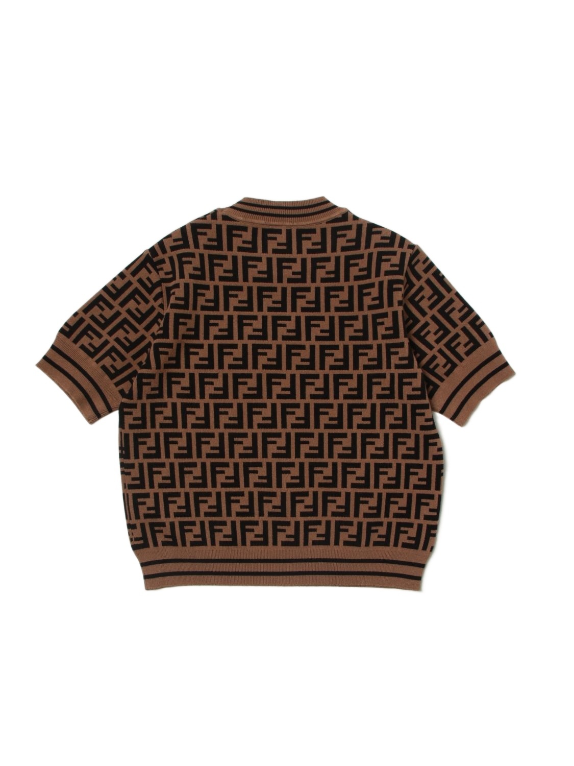 Fendi Ff Monogram-logo Knitted Top In Black