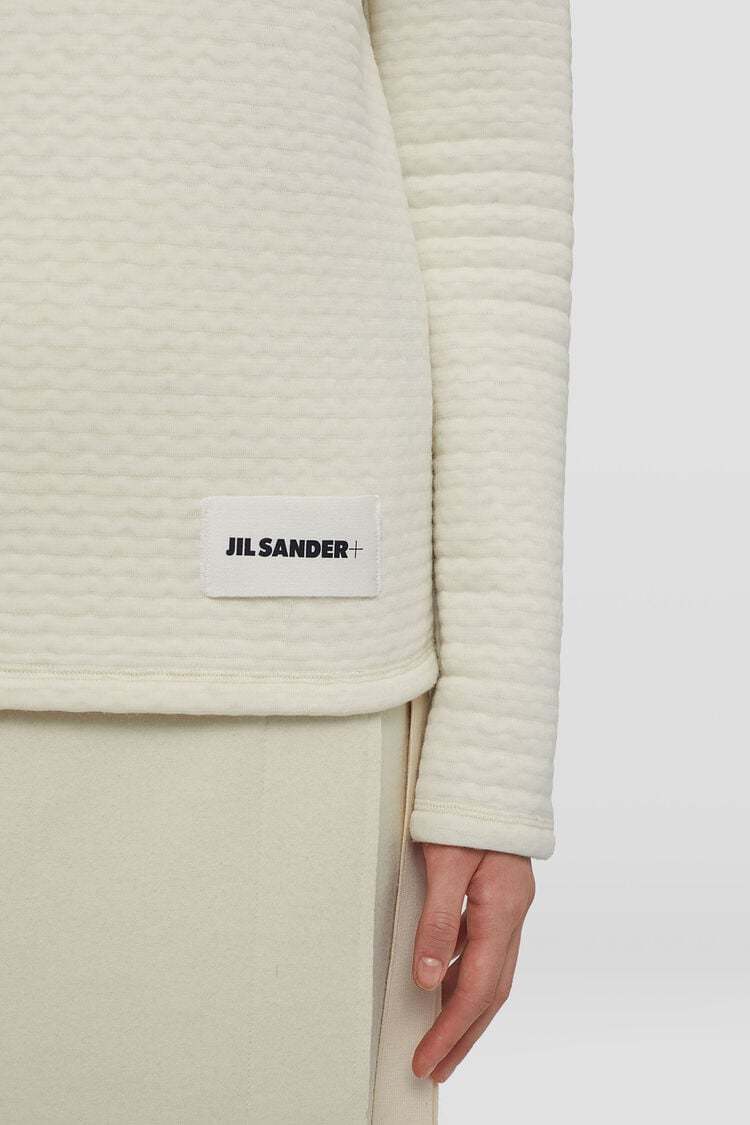 Jil Sander Oversized Cotton Sweatshirt With Subtle Logo Patch In White