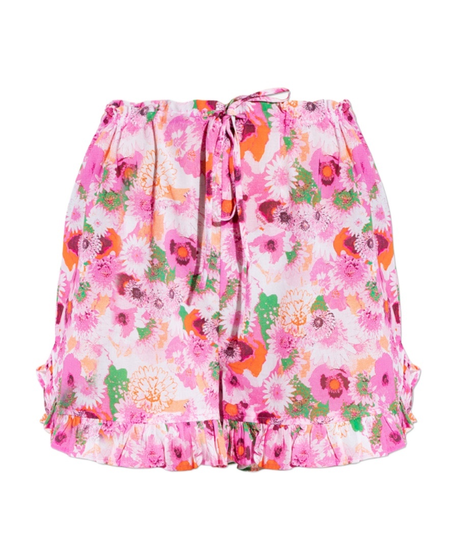 Ganni Patterned Print Bermuda Shorts In Pink