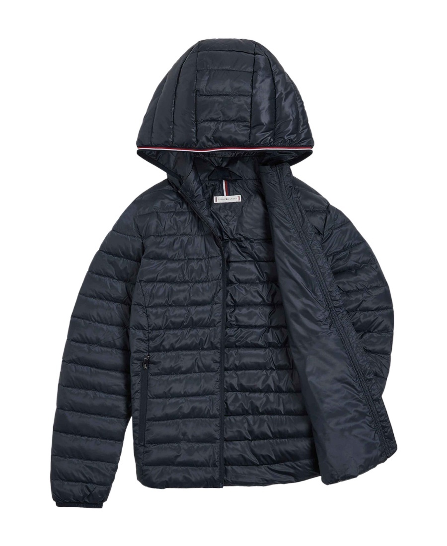 Shop Tommy Hilfiger Global-stripe Padded Jacket In Black