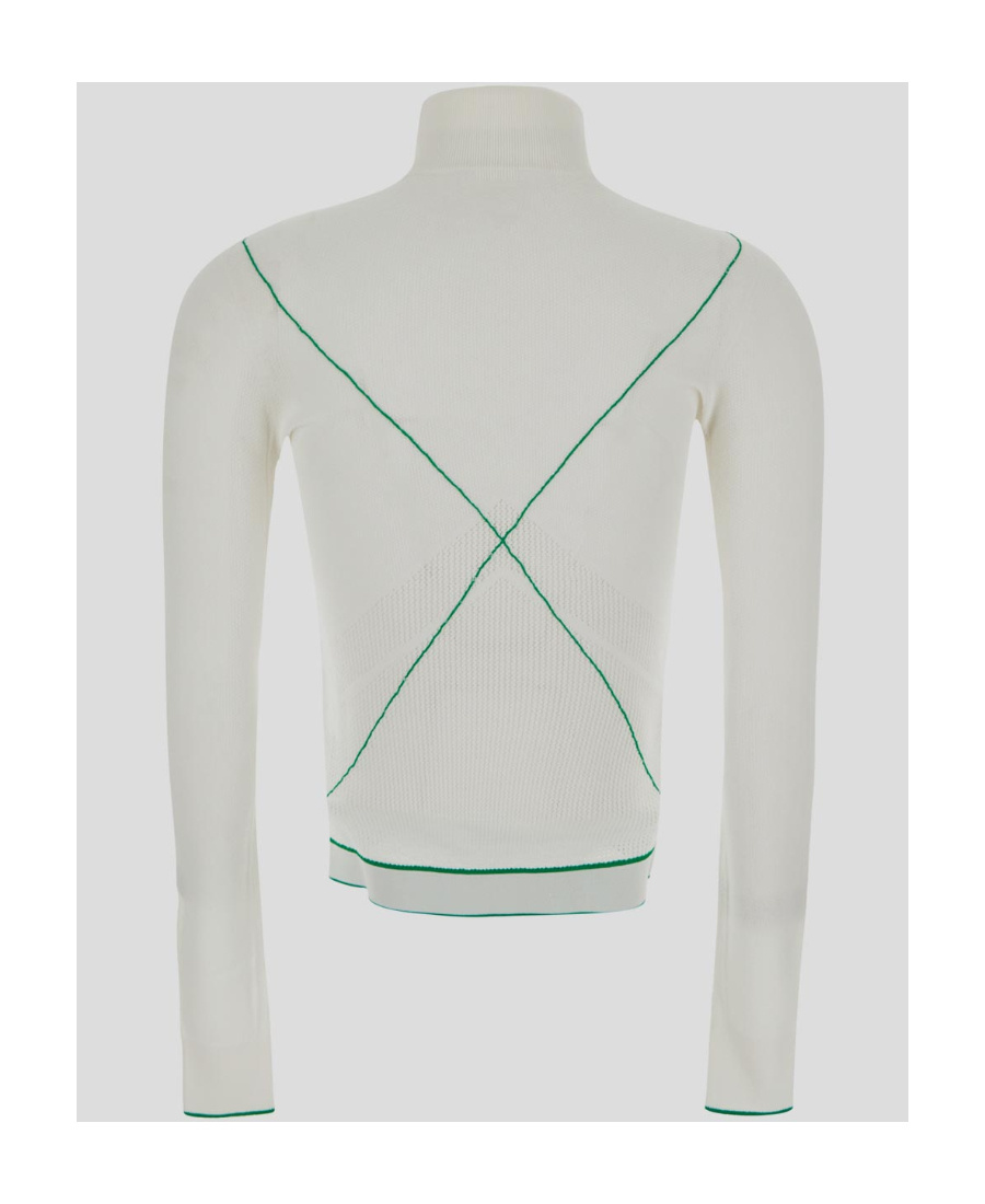 Bottega Veneta Turtleneck Contrast Stitched Jumper In White