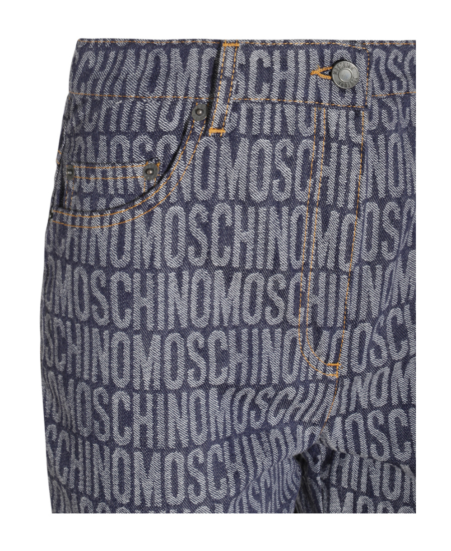 Moschino Monogram Print Jeans In Gray