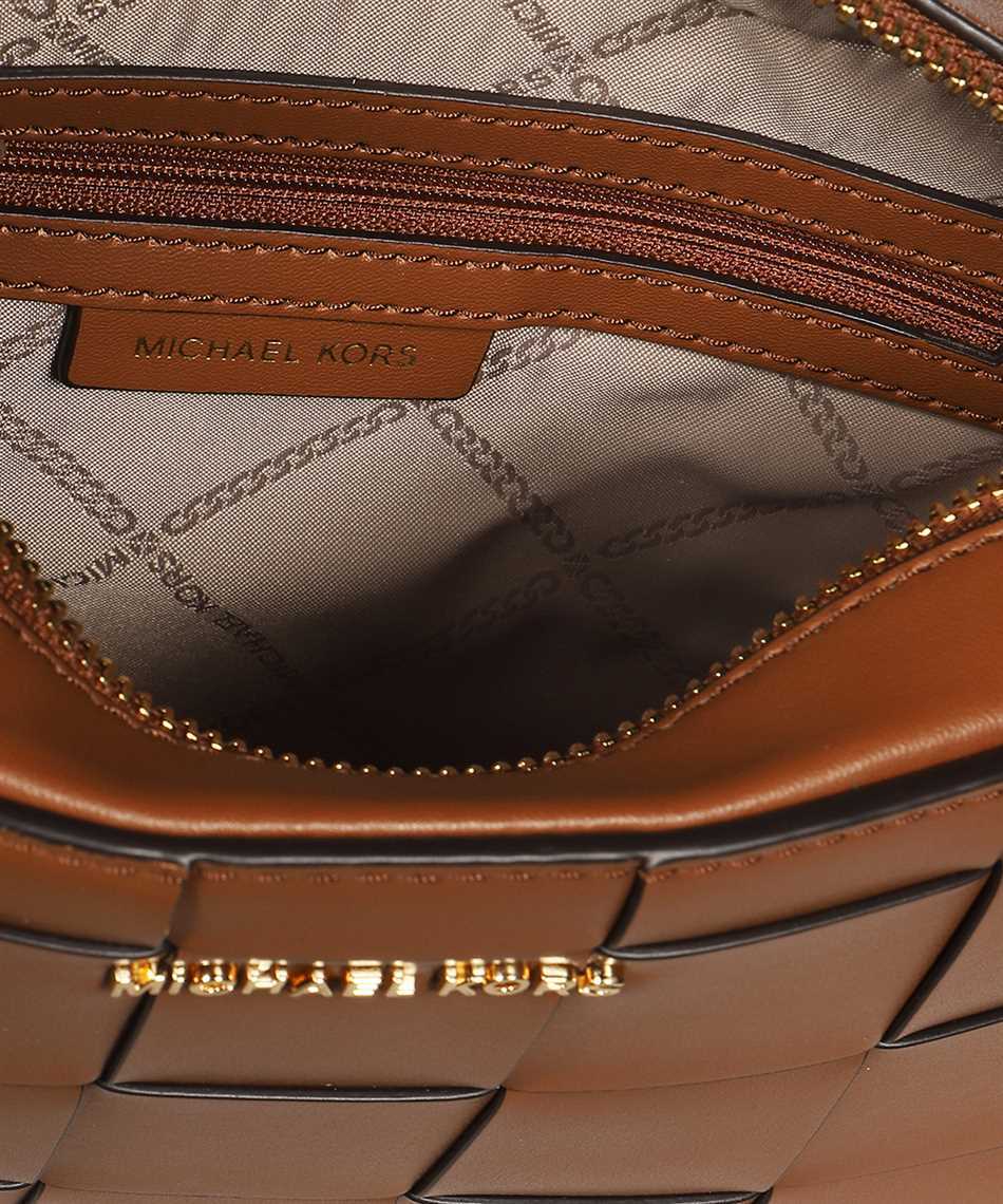 Michael Michael Kors Medium Ginny Woven Leather Crossbody Bag In Brown