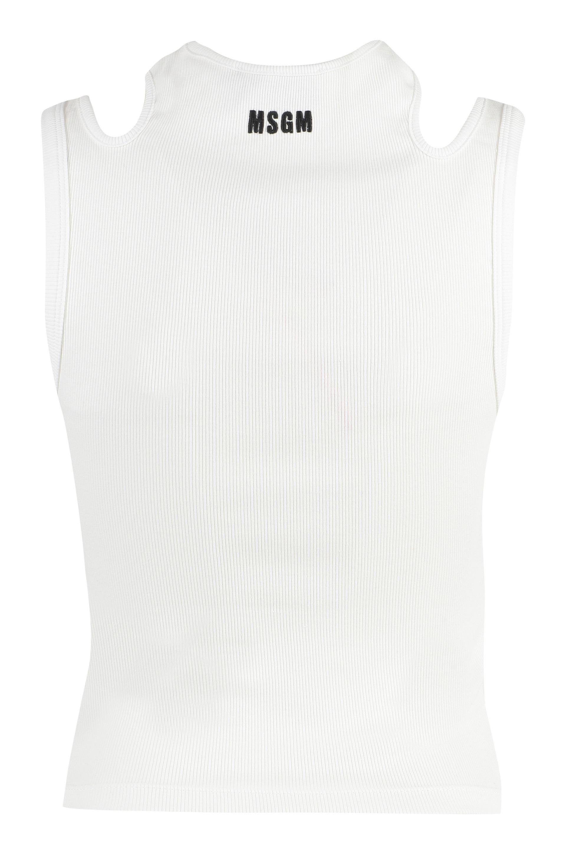 Msgm White Rib Tank Top In White