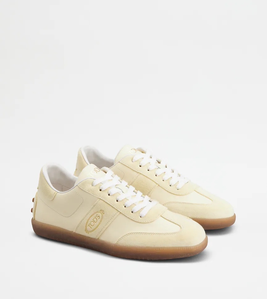 Tod's Round Toe Lace-up Sneakers In Yellow