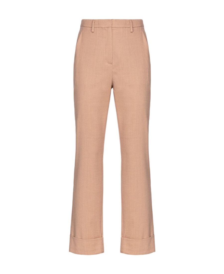 Pinko Straight-leg Cropped Trousers In Nude